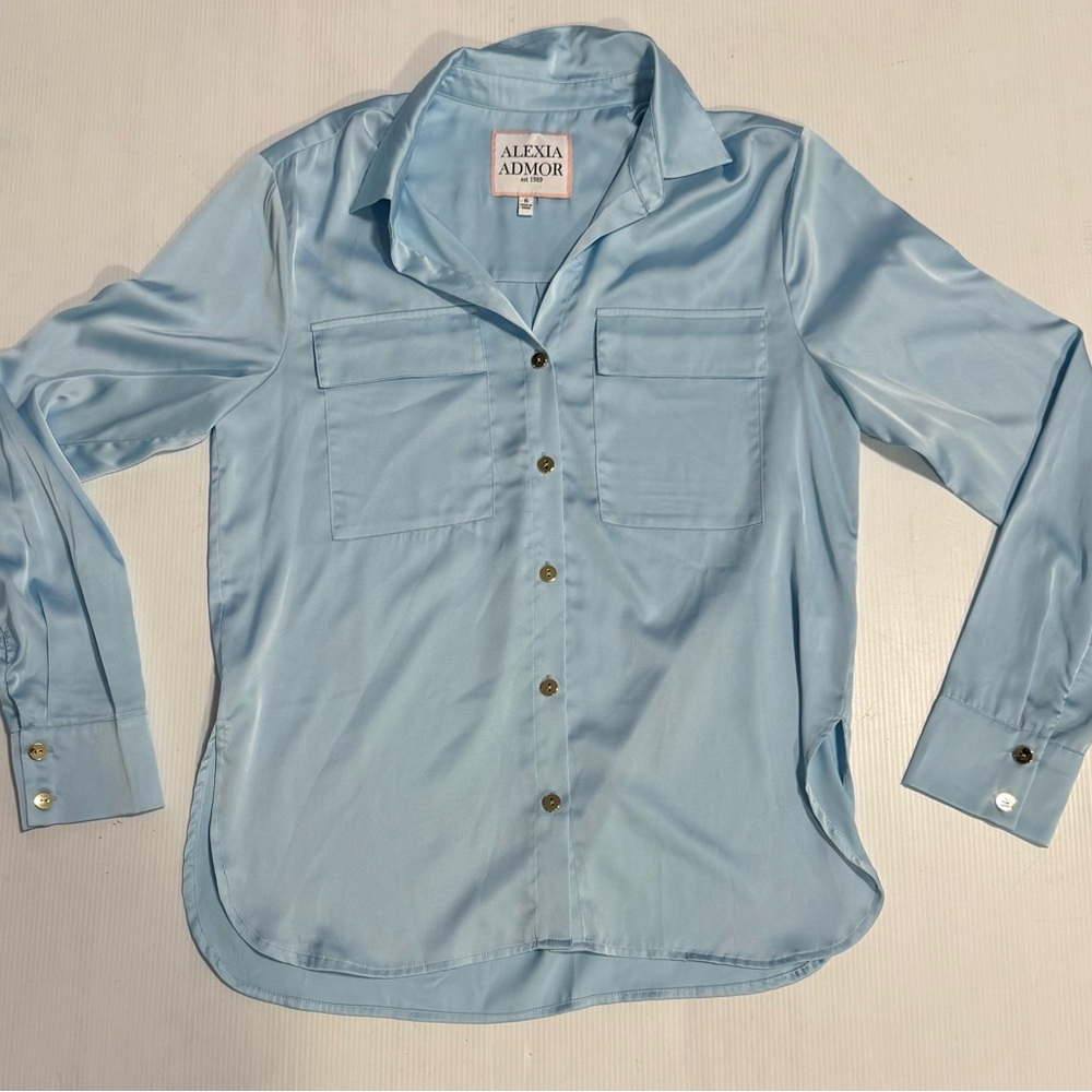 Alexia Admor Button Down Long Sleeve Shirt Size 6